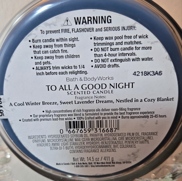 To All a Good Night Christmas 🎄 theme Bath & Body 3-Wick Candle - Picture 3 of 8